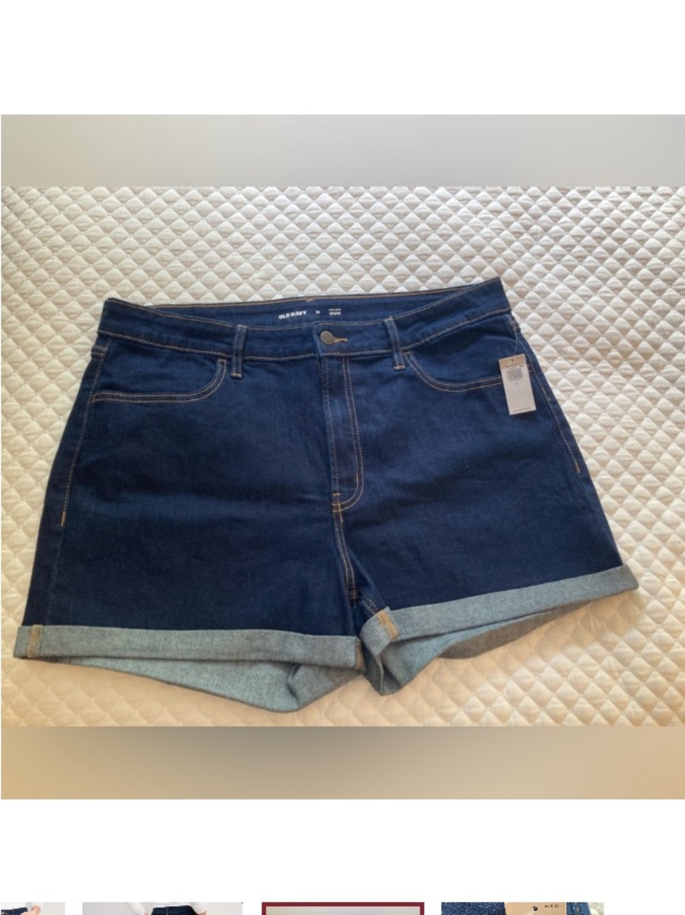 Old Navy Dark Blue Denim Roll-Cuff Women’s Shorts high rise